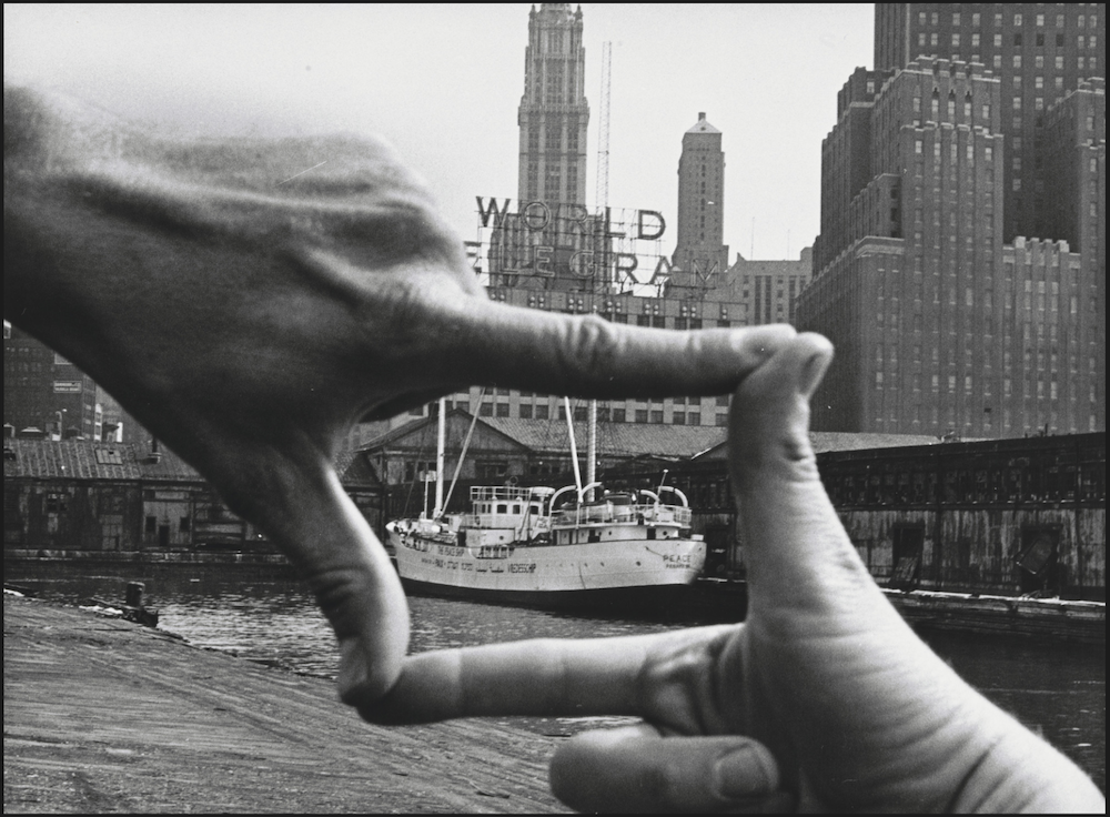 004 John Baldessari with Harry Shunk János Kender Hands Framing New York Harbor 1971